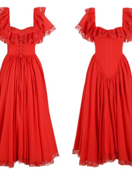 Selkie The Revolt Red Cupid Midi Dress Medium - Picture 12 of 14